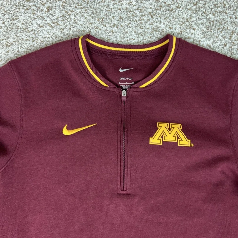 Minnesota Golden Gophers Sweatshirt Mens Small Red NCAA Quarter Zip Nike Dri Fit